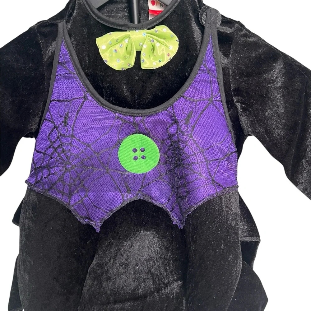 Spider Halloween Costume 2T - Black‎ Velvet  Toddler outfit Web & Bow - Disguise